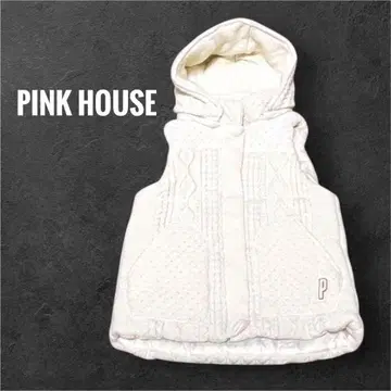PINK HOUSE 케이블 니트 후드 충전솜 로고 새상품급 핑크하우스