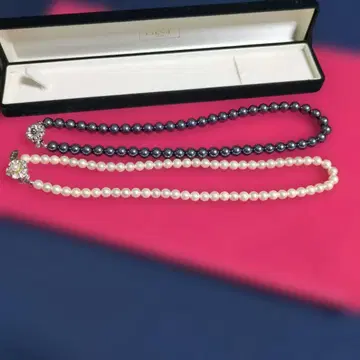 펄 목걸이 2개 세트 그레이 화이트