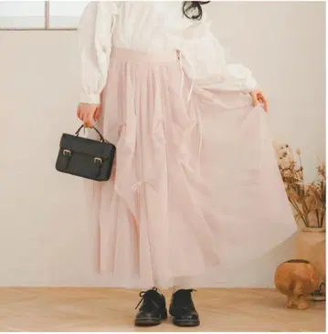 amr. 리본 개더 스커트 핑크