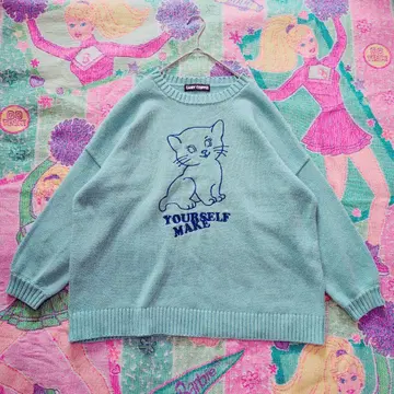 Candy Stripper MAKE YOUR SELF 니트 고양이 자수