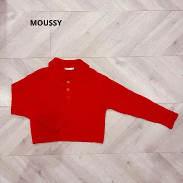 MOUSSY 리브 니트 폴로 칼라 니트