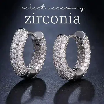고품질 파베 다이아몬드 후프 귀걸이 실버 크리스마스 선물