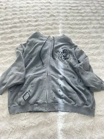 GALFY 염색염색 강아지 보로보로 후드티 그레이