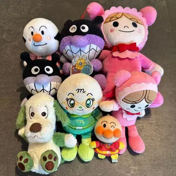 호빵맨 7점 + 짱구 봉제 인형 세트