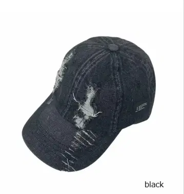 데미지 가공 블랙 캡 프리