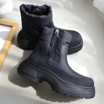 발수 방한 스노우 부츠 / 통굽 스니커즈 밑창 숏부츠