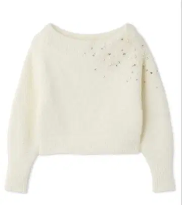 frayid 알파카 샤기 비쥬 오프숄더 니트