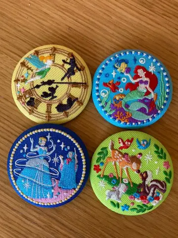 디즈니 프린세스 자수 핀 배지 4개 세트