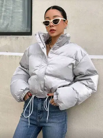 SHEIN 완판템 실버 숏 기장 다운 자켓 왕홍 한국