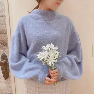 Deicy 라쿤 턱 슬리브 하이넥 니트