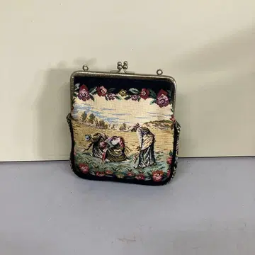 빈티지 고블랑 직조 가마구치 파우치 & 클러치백 세트 세련된 동전 지갑