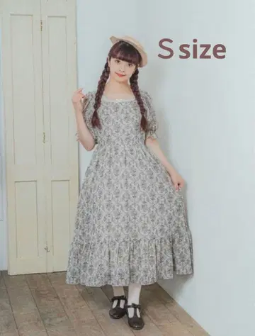 [ S ] 아오키 미사코 시마무라 콜라보 다마스크 무늬 원피스 화이트