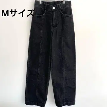 kikki 센터 프레스 데님 팬츠 스트레이트 M 사이즈 블랙