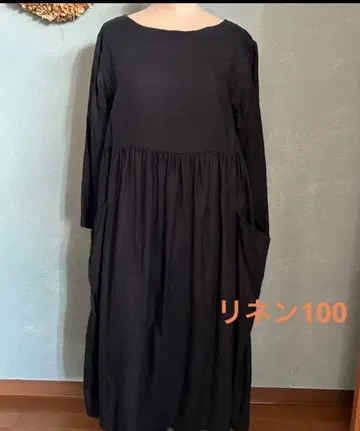 핸드메이드 린넨 100% 개더 원피스