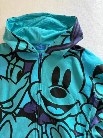 [컨디션 최상] Disney 디즈니 리조트 올 패턴 지퍼 후드티 스트릿