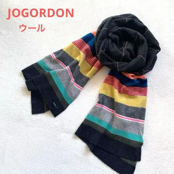 JOGORDON 울 머플러 대형 그레이 스트라이프 스트레치