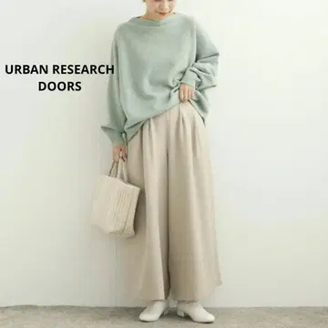 URBANRESEARCHDOORS 멜란지 헤링본 개더 와이드 팬츠