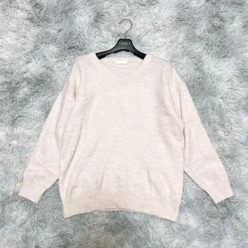 드레스키프 사이즈 M 니트 스웨터 무지 옅은 핑크 출퇴근 알파카 혼방