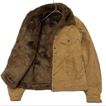 HOUSTON 새상품급 초레어 코듀로이 퍼 보아 자켓 머스타드