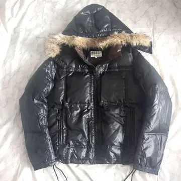 다케오 키쿠치 다운 자켓 퍼 포함 짧은 기장 광택 y2k 시크 스타일