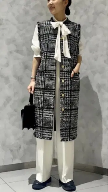 컨디션 최상 (택 포함) PLST 트위드 베스트 인기 완판템 롱