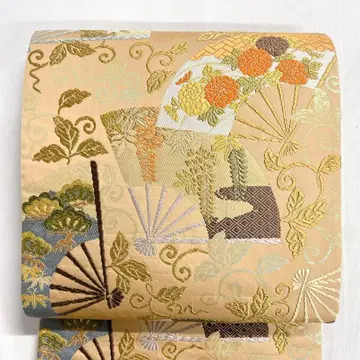 후쿠로 오비 부채 당직 당초 등나무 꽃 기모노 오비 005k