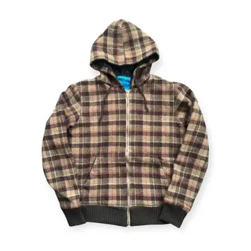 SWAGGER Harris Tweed 체크 무늬 후드 부착 점퍼