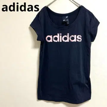 [ adidas ] 아디다스 여성용 블랙 로고T 핑크