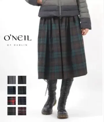 오닐 오브 더블린 울 체크 스커트 블랙 x 레드 새상품급