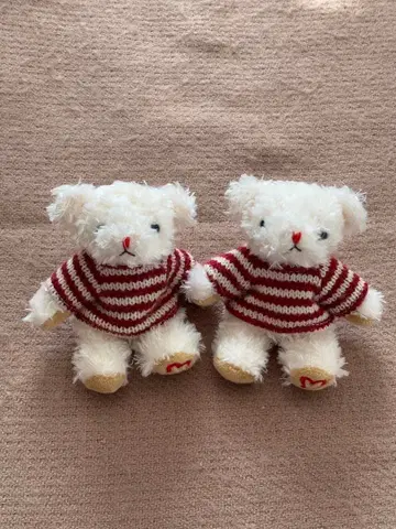 타리즈커피 베어풀 보더 니트 (쁘띠) 봉제 인형 키링 2개