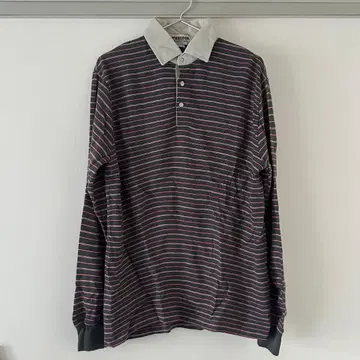 구제 의류 McGregor 긴팔 피케 셔츠 다크 그레이 스트라이프