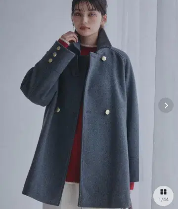 새상품급 THE SHOP TK 울 라이크 스탠드 카라 코트 금장 버튼