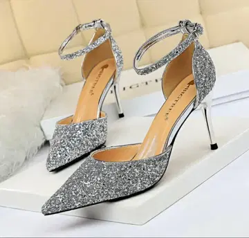 실버 글리터 하이힐 펌프스