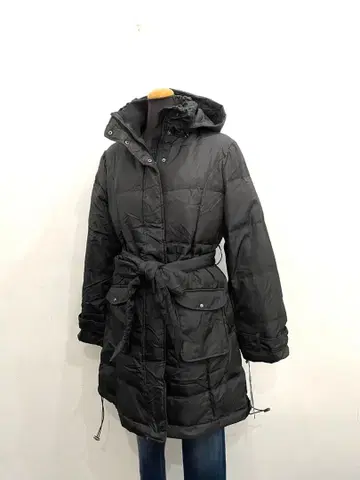 3L 블랙 다운 자켓 코트 허리 벨트 포함