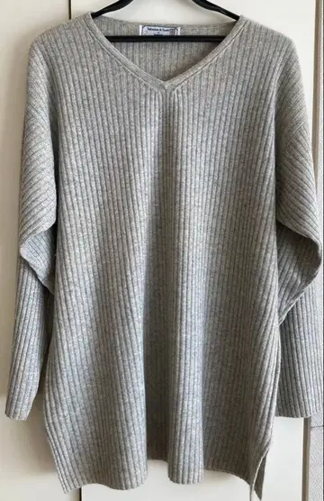 JOHNSON & SCOTT V넥 캐시미어 100 스웨터 라이트 그레이