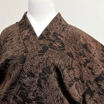 코몬 차야쓰지 쿠메지마 본니로염 류수 창포 송죽 기모노 020k