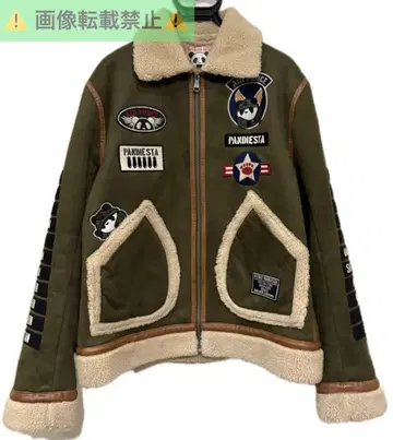 팬디에스타 와펜&자수 페이크 무스탕 플라이트 자켓 L