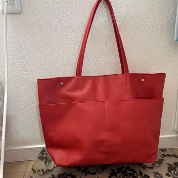 레드 토트백 내 포켓 부착