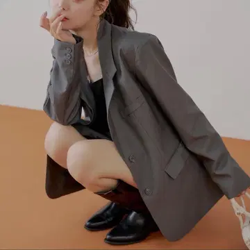 Chico 빅 숄더 루즈 싱글 자켓 그레이