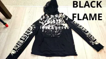 BLACK FLAME 스플래터 페인트 로고 루즈핏 후드티 블랙