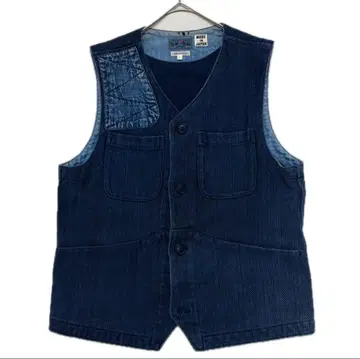 블루블루 인디고 자수 베스트 숄더 패치 데님 1 일본제