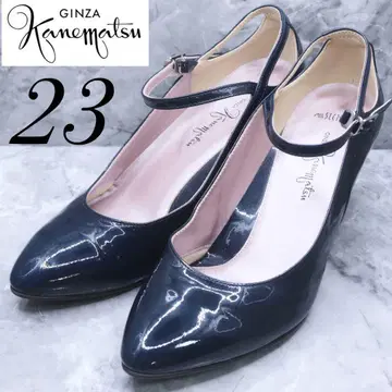 [ 193 ] 긴자 카네마츠 에나멜 펌프스 스트랩 네이비 23
