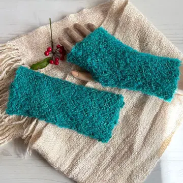 핸드메이드 손뜨개 바이아스 암워머 손염색 손방적 청록색 M5122