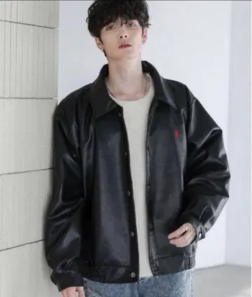 U.S. POLO ASSN. 블랙 가죽 자켓