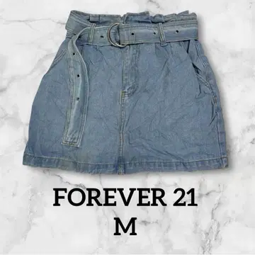 FOREVER 21 (M) 데님 블루 벨트 포함 미니 스커트