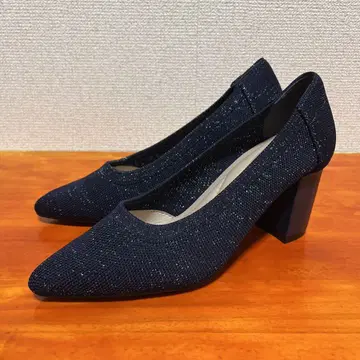 앙코키뉴 23.5cm 라메 니트 7cm 힐 펌프스