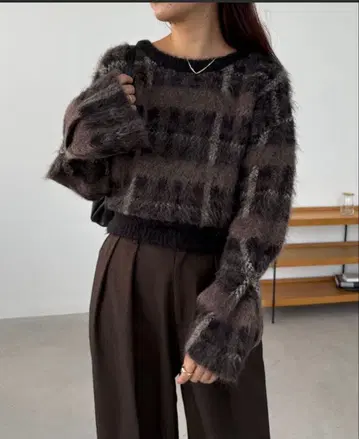 CAPRICIEUX LE'MAGE 체크 샤기 풀오버