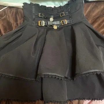 Lizlisa 2단 리본 벨트 치마바지 블랙