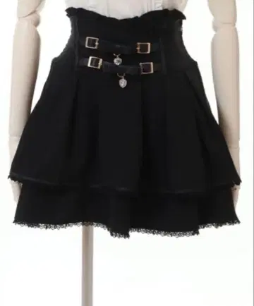 Lizlisa 2단 리본 벨트 치마바지 블랙