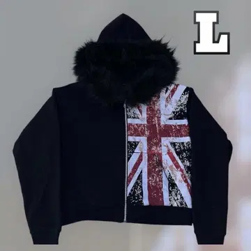 국기 프린트 후드티 블랙 후드 퍼 집업 스트릿 그런지